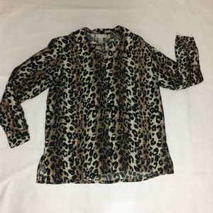 100% SILK blouse  shirt  leopard leopard